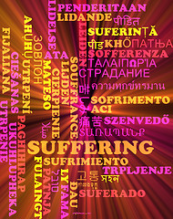 Image showing Suffering multilanguage wordcloud background concept glowing