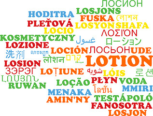 Image showing Lotion multilanguage wordcloud background concept