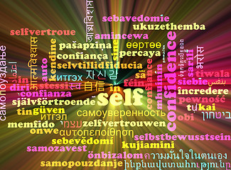 Image showing Self-confidence multilanguage wordcloud background concept glowi