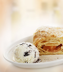 Image showing Apple Strudel with Ice Cream