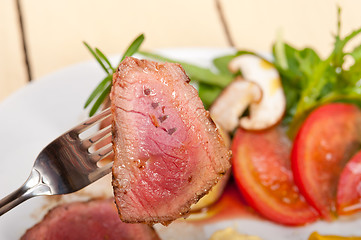 Image showing beef filet mignon grilled with vegetables