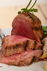 Image showing beef filet mignon grilled with vegetables