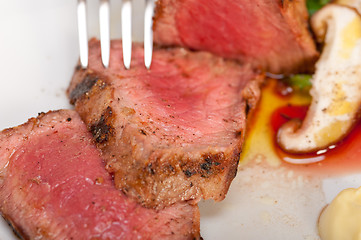 Image showing beef filet mignon grilled with vegetables