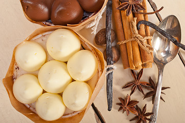 Image showing chocolate vanilla and spices cream cake dessert 