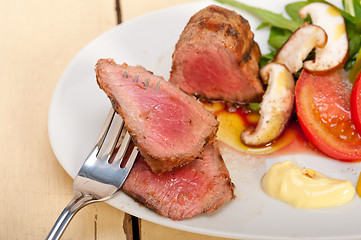 Image showing beef filet mignon grilled with vegetables