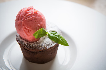 Image showing Warm dessert chocolate cake Fondant