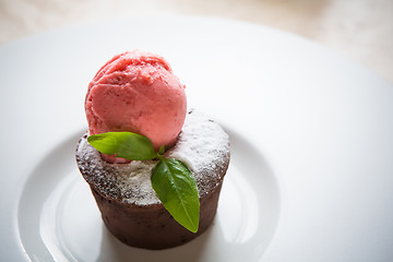 Image showing Warm dessert chocolate cake Fondant