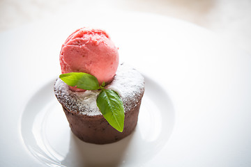 Image showing Warm dessert chocolate cake Fondant