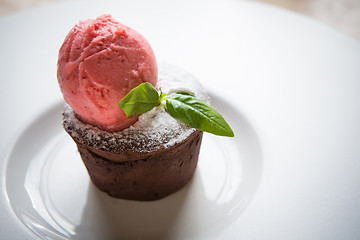 Image showing Warm dessert chocolate cake Fondant