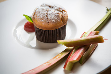 Image showing Rhubarb and ginger muffins