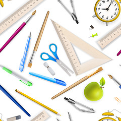 Image showing School supplies seamless pattern. EPS 10