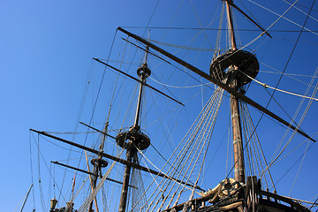 Image showing Masts of ancient battleship