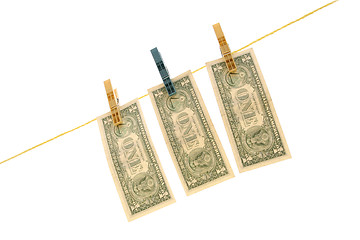 Image showing Dollars on the wire