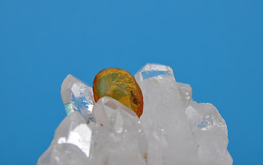 Image showing Amber on rock crystal