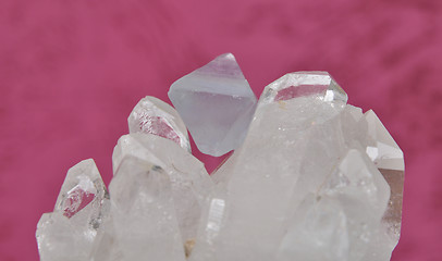 Image showing Fluorite on rock crystal