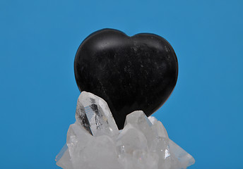 Image showing Obsidian on rock crystal