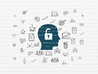 Image showing Finance concept: Head With Padlock on wall background