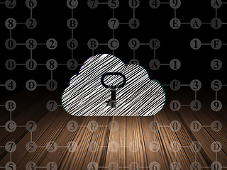 Image showing Cloud networking concept: Cloud With Key in grunge dark room