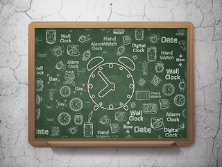 Image showing Time concept: Alarm Clock on School Board background