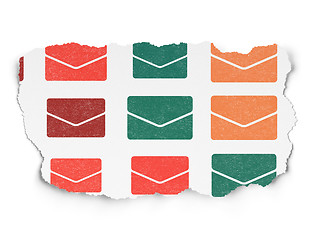 Image showing Finance concept: Email icons on Torn Paper background