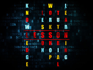 Image showing Studying concept: word Lesson in solving Crossword Puzzle