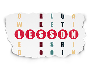 Image showing Education concept: word Lesson in solving Crossword Puzzle