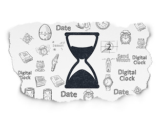 Image showing Time concept: Hourglass on Torn Paper background