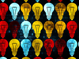 Image showing Business concept: Light Bulb icons on Digital background