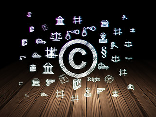 Image showing Law concept: Copyright in grunge dark room