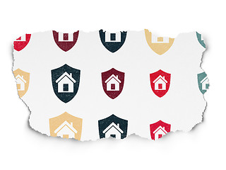 Image showing Finance concept: Shield icons on Torn Paper background