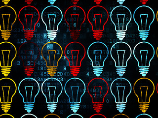 Image showing Business concept: Light Bulb icons on Digital background