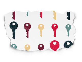 Image showing Protection concept: Key icons on Torn Paper background