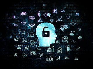 Image showing Finance concept: Head With Padlock on Digital background