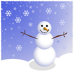 Image showing Winter Snowman Scene