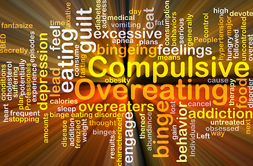 Image showing Compulsive overeating background concept glowing