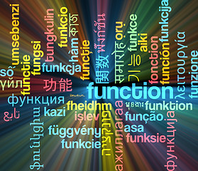 Image showing Function multilanguage wordcloud background concept glowing