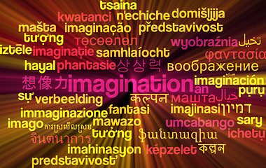 Image showing Imigination multilanguage wordcloud background concept glowing