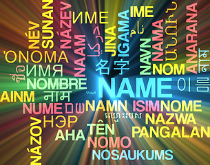 Image showing Name multilanguage wordcloud background concept glowing