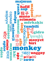Image showing Monkey multilanguage wordcloud background concept