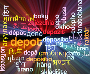 Image showing Depot multilanguage wordcloud background concept glowing