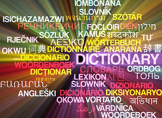 Image showing Dictionary multilanguage wordcloud background concept glowing