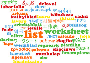Image showing List multilanguage wordcloud background concept