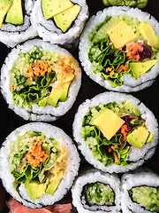 Image showing Vegetarian sushi on dark background