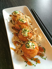 Image showing Creamy octopus balls Japanese cuisine