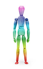 Image showing Wood figure mannequin with bodypaint - Multi colored