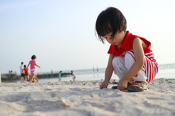 Image showing Asian Chinese Children Playing sand