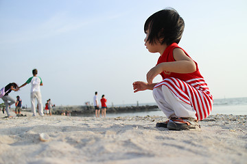 Image showing Asian Chinese Children Playing sand