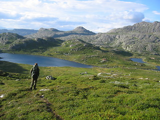 Image showing Man hiking in the mountains