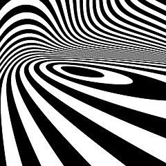 Image showing Black and white abstract striped background. Optical Art. 