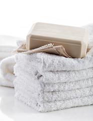 Image showing stack of white towels